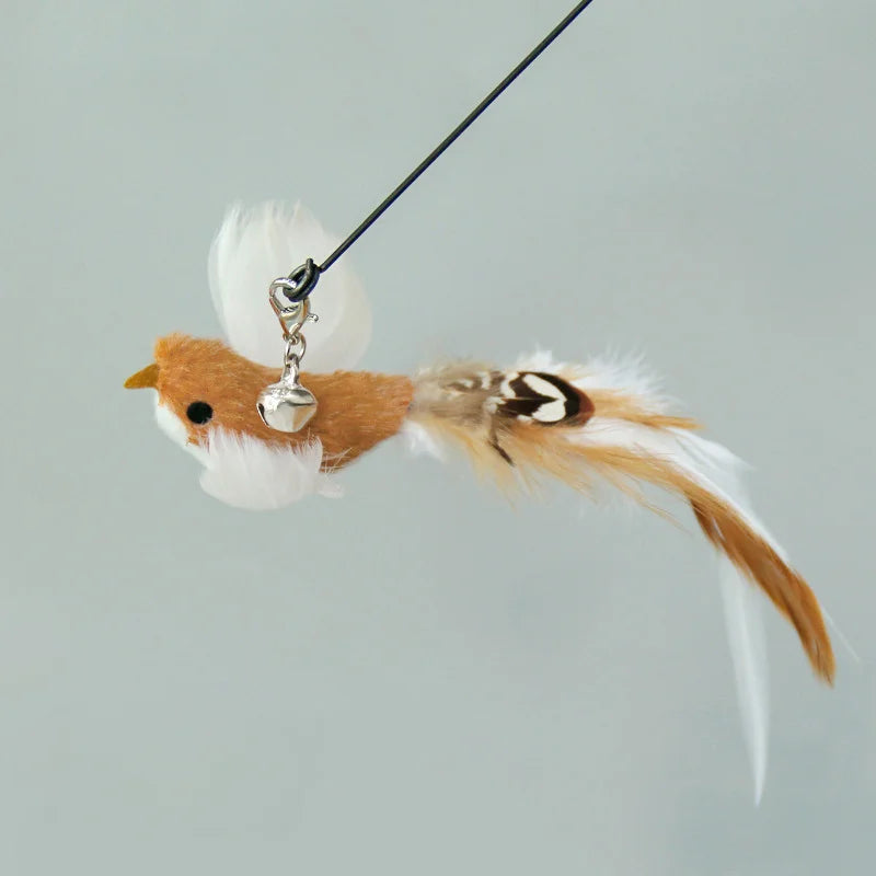 Handfree Bird/Feather Cat Wand with Bell