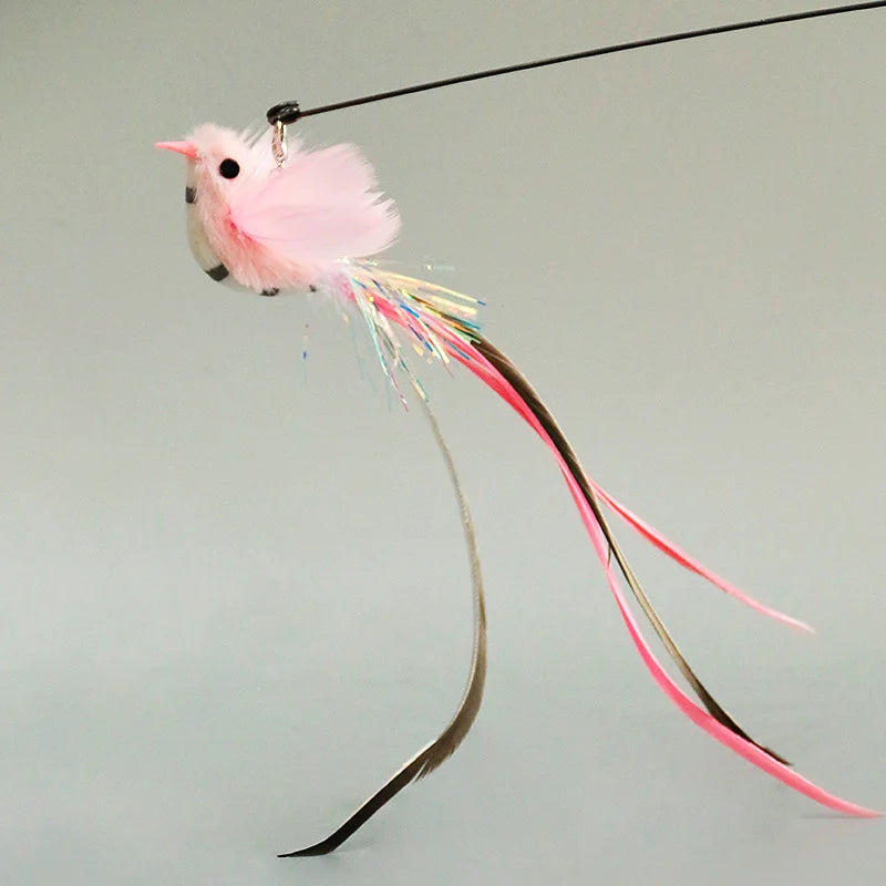 Handfree Bird/Feather Cat Wand with Bell