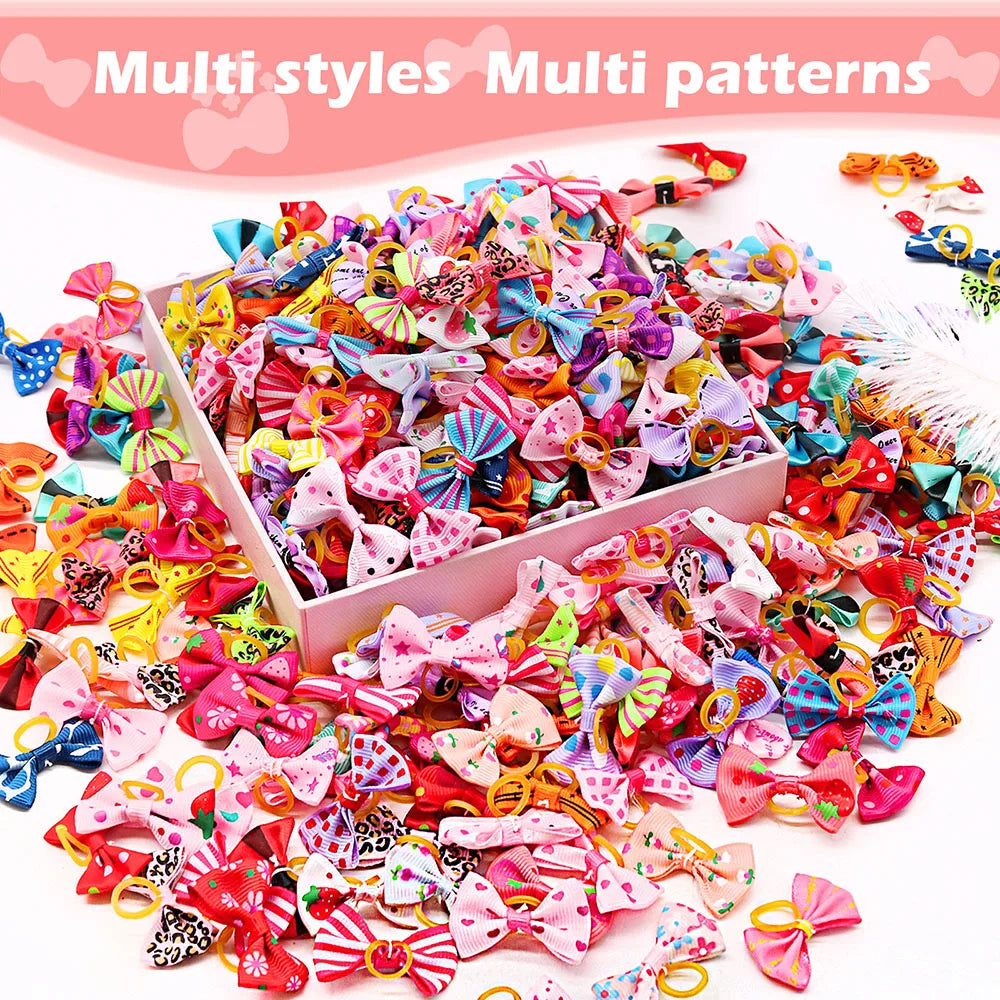 100PCS Puppy Bow Handmade Movable