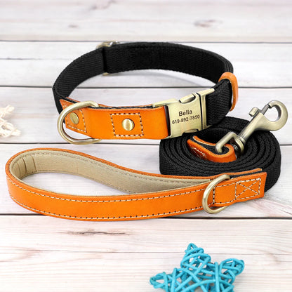 Nylon Custom Dog Puppy Collar Leash Set