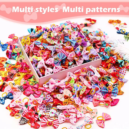 100PCS Puppy Bow Handmade Movable