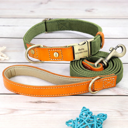 Nylon Custom Dog Puppy Collar Leash Set