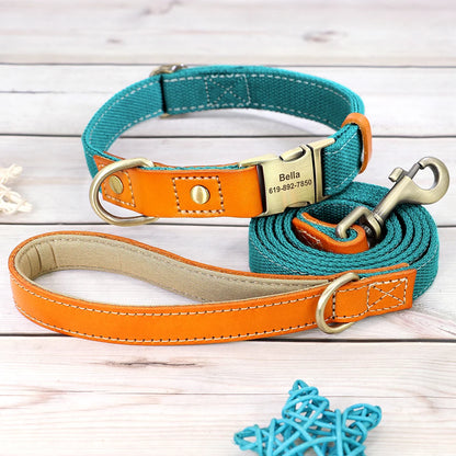 Nylon Custom Dog Puppy Collar Leash Set