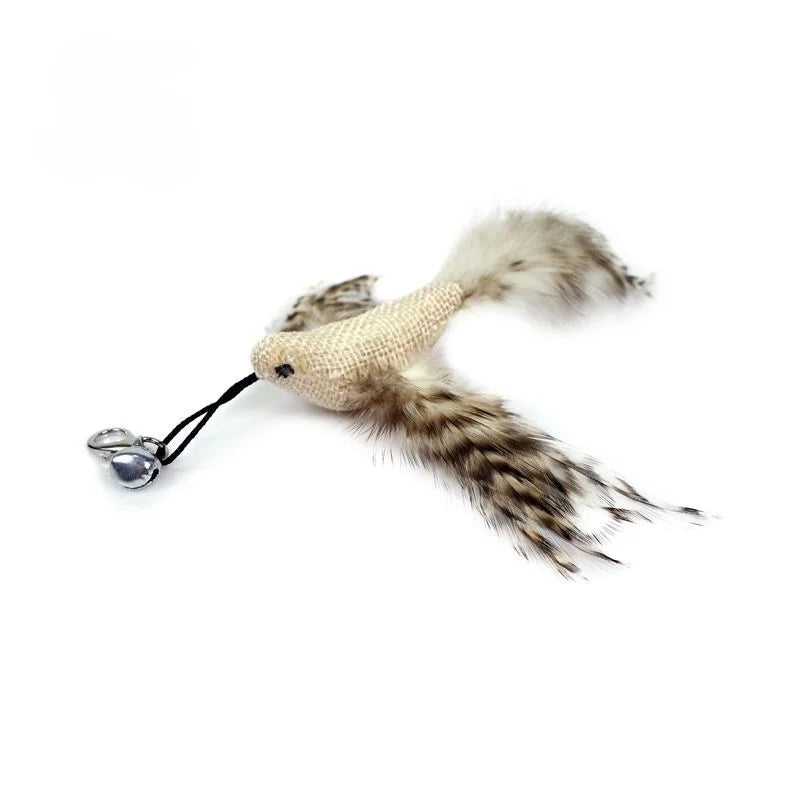 Handfree Bird/Feather Cat Wand with Bell