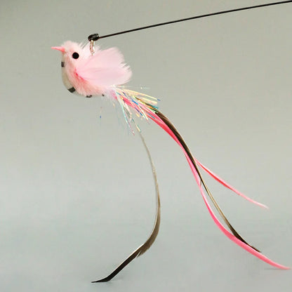 Handfree Bird/Feather Cat Wand with Bell