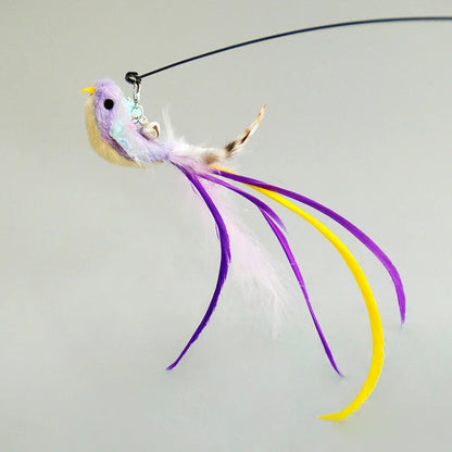 Handfree Bird/Feather Cat Wand with Bell