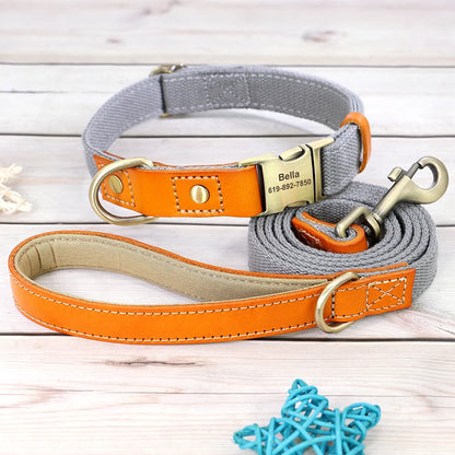 Nylon Custom Dog Puppy Collar Leash Set