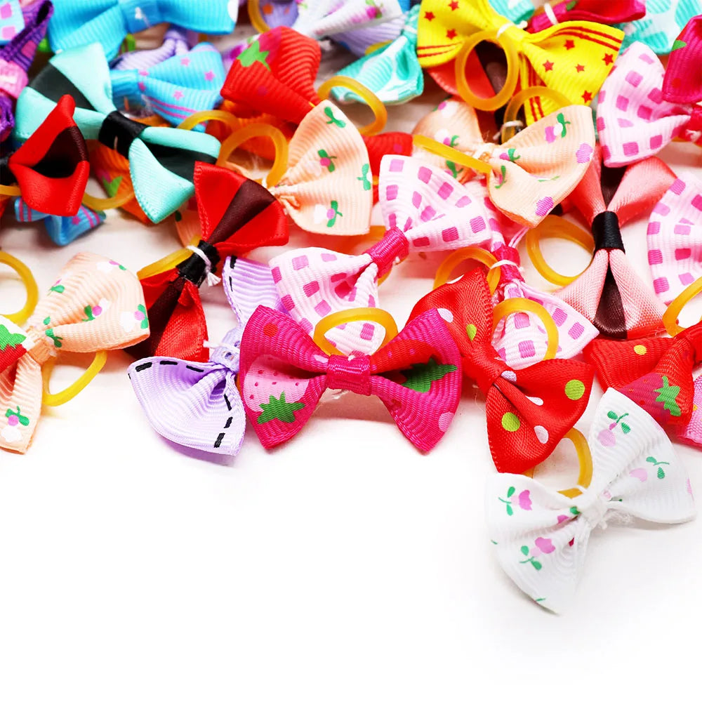 100PCS Puppy Bow Handmade Movable