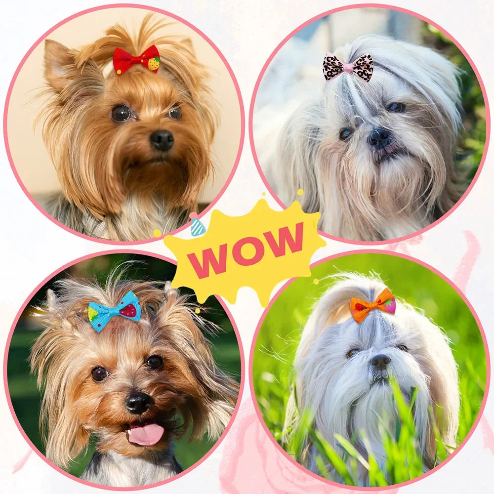 100PCS Puppy Bow Handmade Movable