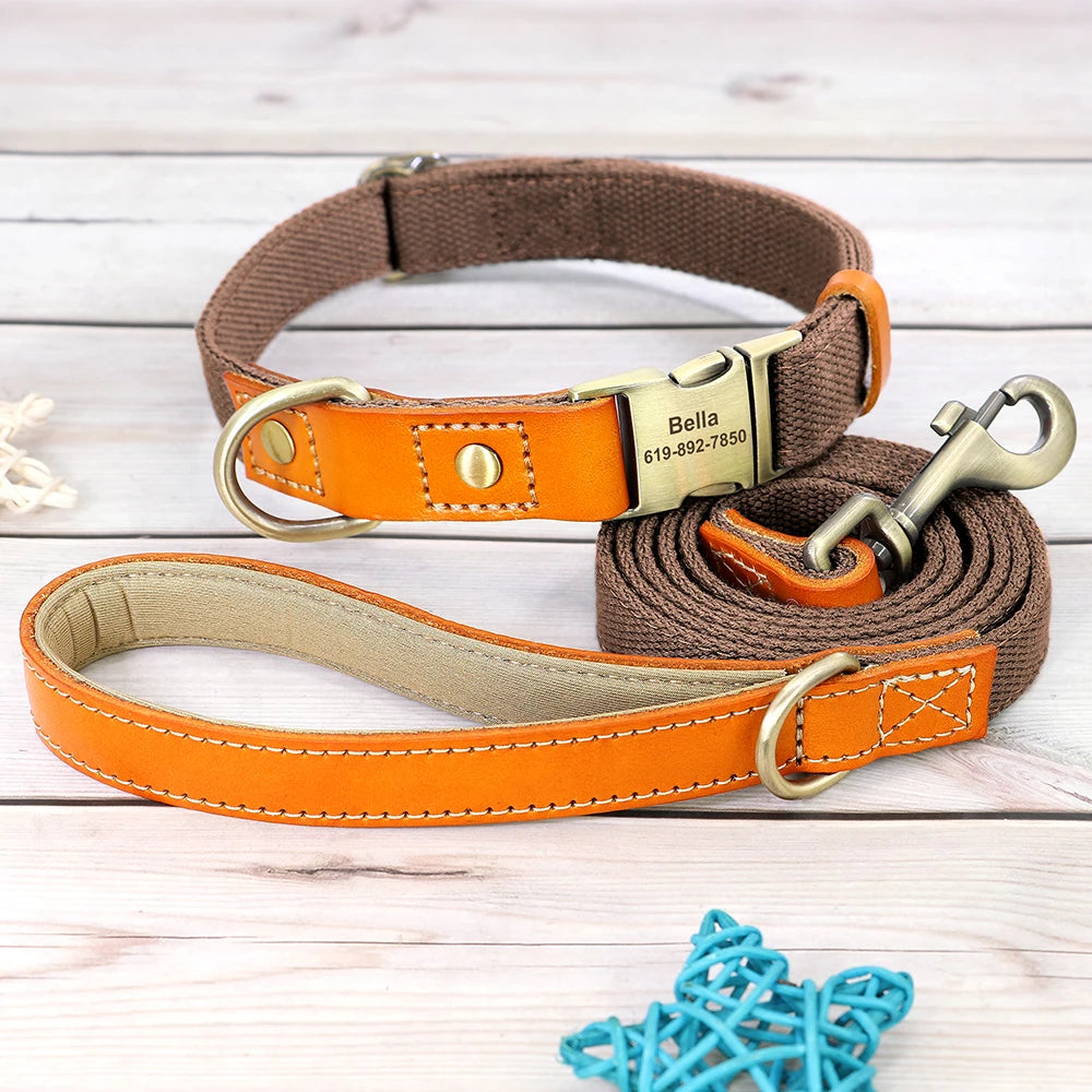 Nylon Custom Dog Puppy Collar Leash Set