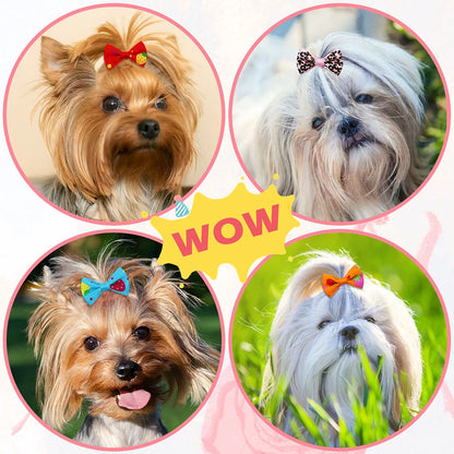 100PCS Puppy Bow Handmade Movable