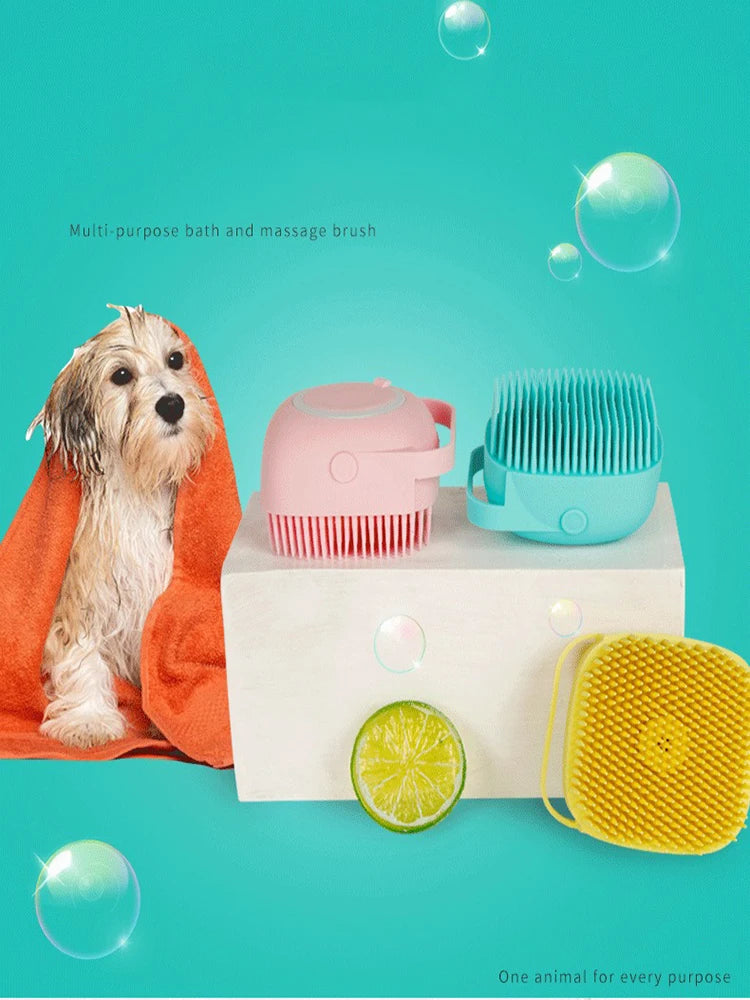 Pet dog silicone bath brush