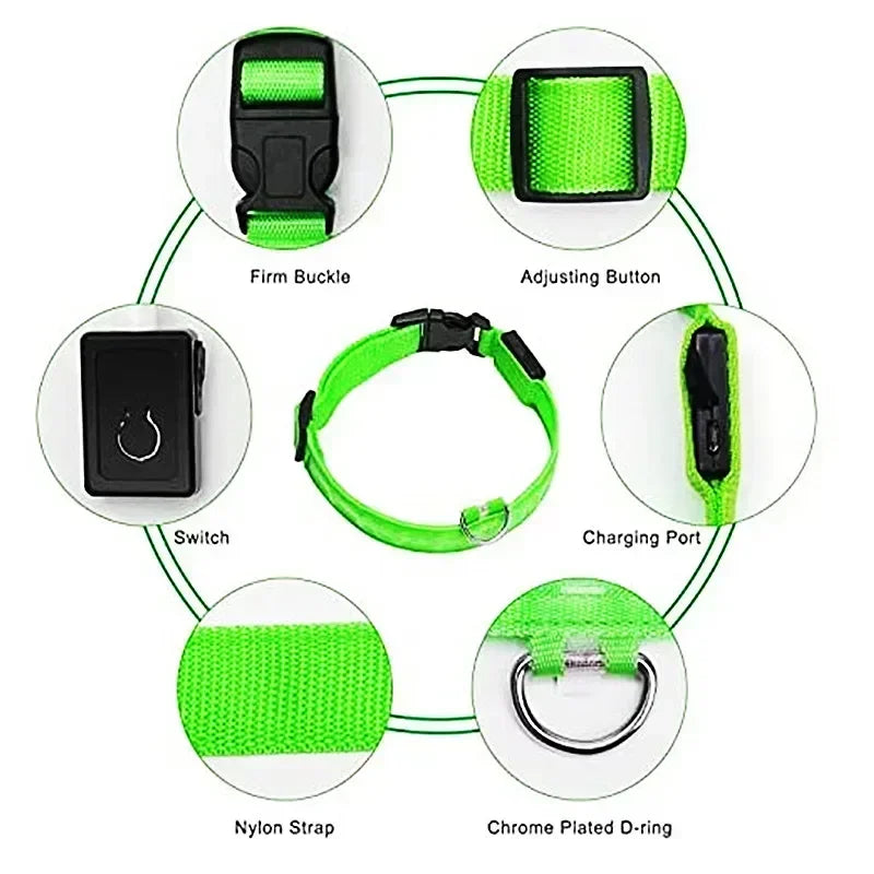 LED Glowing Dog Collar Adjustable Flashing