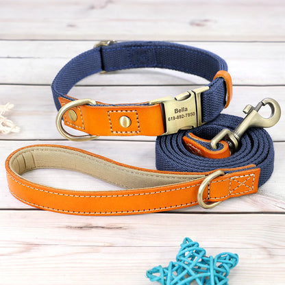 Nylon Custom Dog Puppy Collar Leash Set
