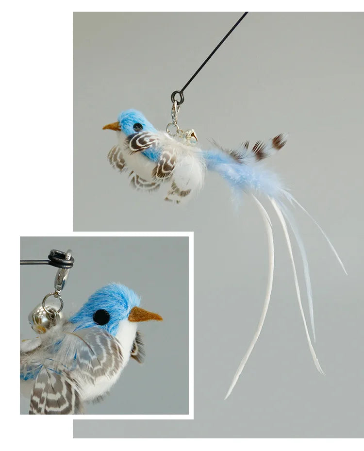 Handfree Bird/Feather Cat Wand with Bell
