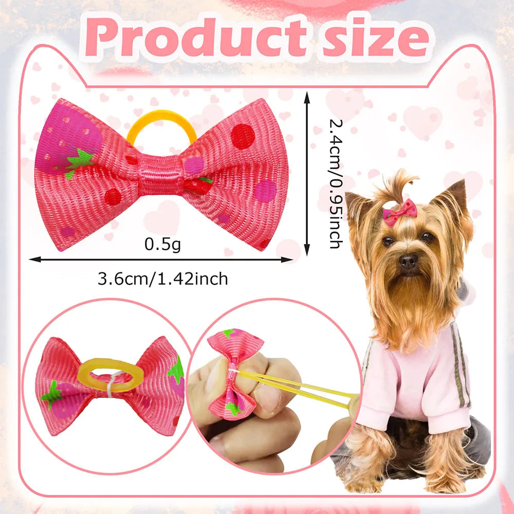 100PCS Puppy Bow Handmade Movable