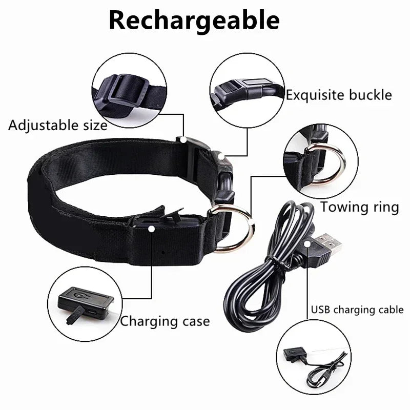 LED Glowing Dog Collar Adjustable Flashing